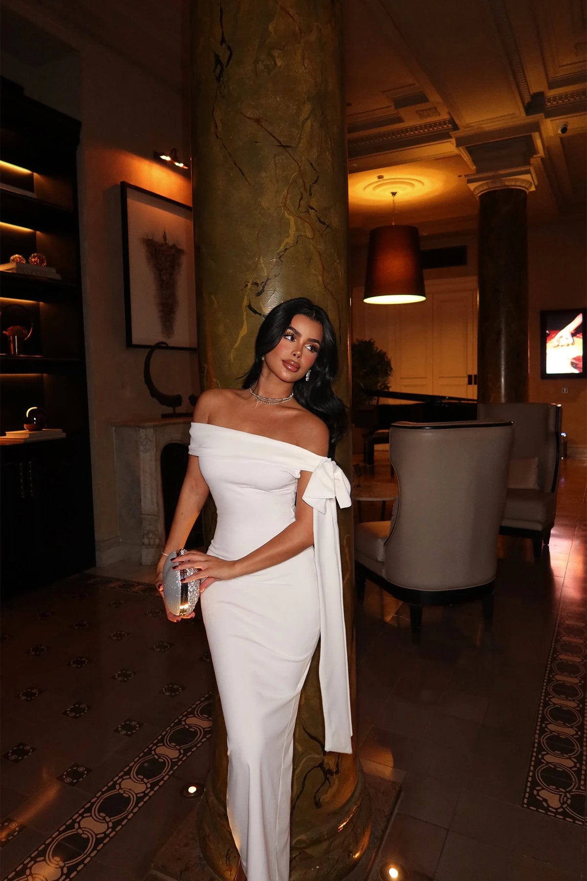 Brianna White Midi Dress